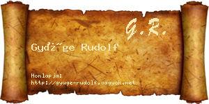 Gyüge Rudolf névjegykártya